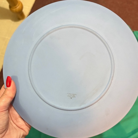 Wedgwood Cream On Blue Jasperware Cake Plate 9.5 Inches vintage - Picture 2 of 5